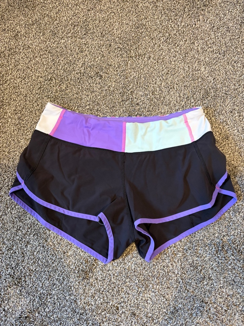 lululemon athletica vintage Black Speed Shorts with Purple Trim